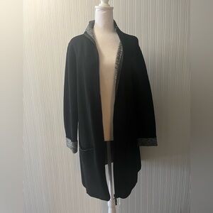 Black Coat with Zip Front with Gray Trim
